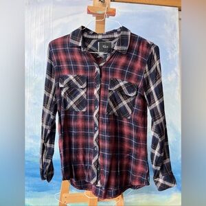 Rails Plaid Flannel Shirt Hunter Onyx Scarlet Size Large